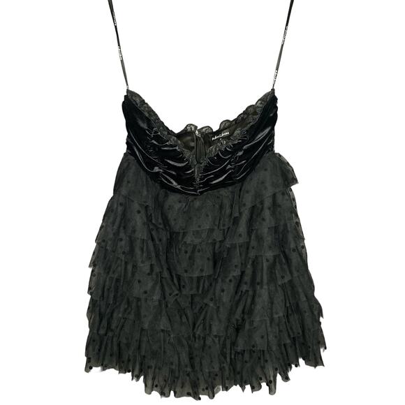 For Love & Lemons Jourdan Off the Shoulder Mini Dress Black w/ Gloves size M - Picture 7 of 16